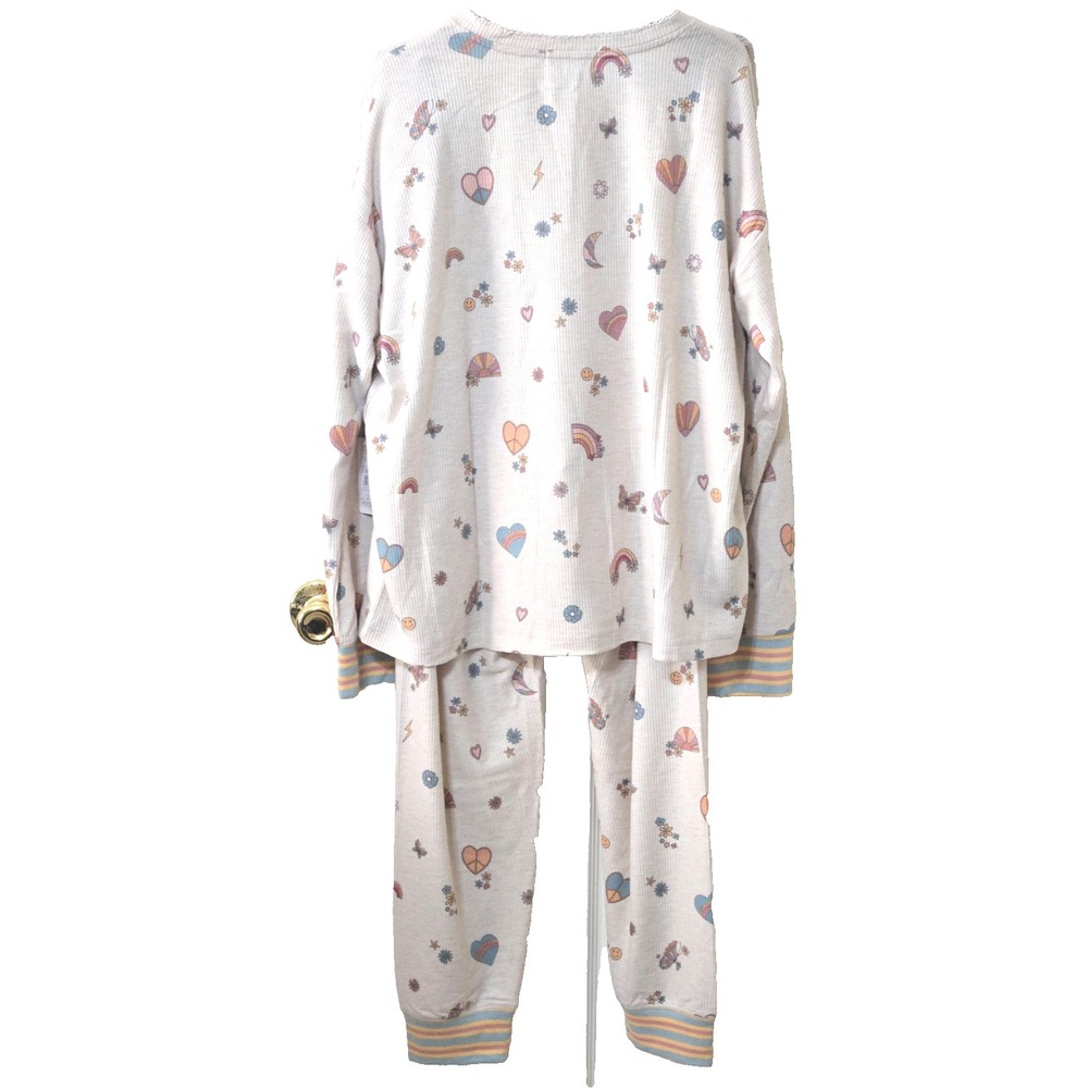 PJ Salvage Sunshine On My Mind Pajama Set Womens XL Light Oatmeal NWT - Picture 4 of 16